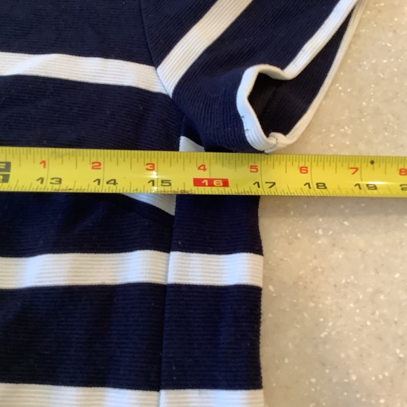 Ann Taylor Loft Navy Blue and White Striped Dress Size Small Short Sleeves - Picture 7 of 9